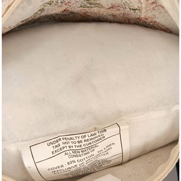 Floral Embroidered Pillow Cream Pink Rust Green Cottagecore Rectangle 15" X 12" - Picture 12 of 14